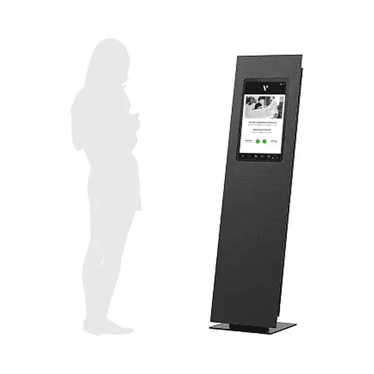 ViPo Deluxe digitaler Empfangsterminal als schwarze Stele